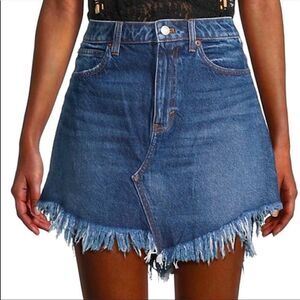 Free People Bailey Fringe Denim Mini Skirt